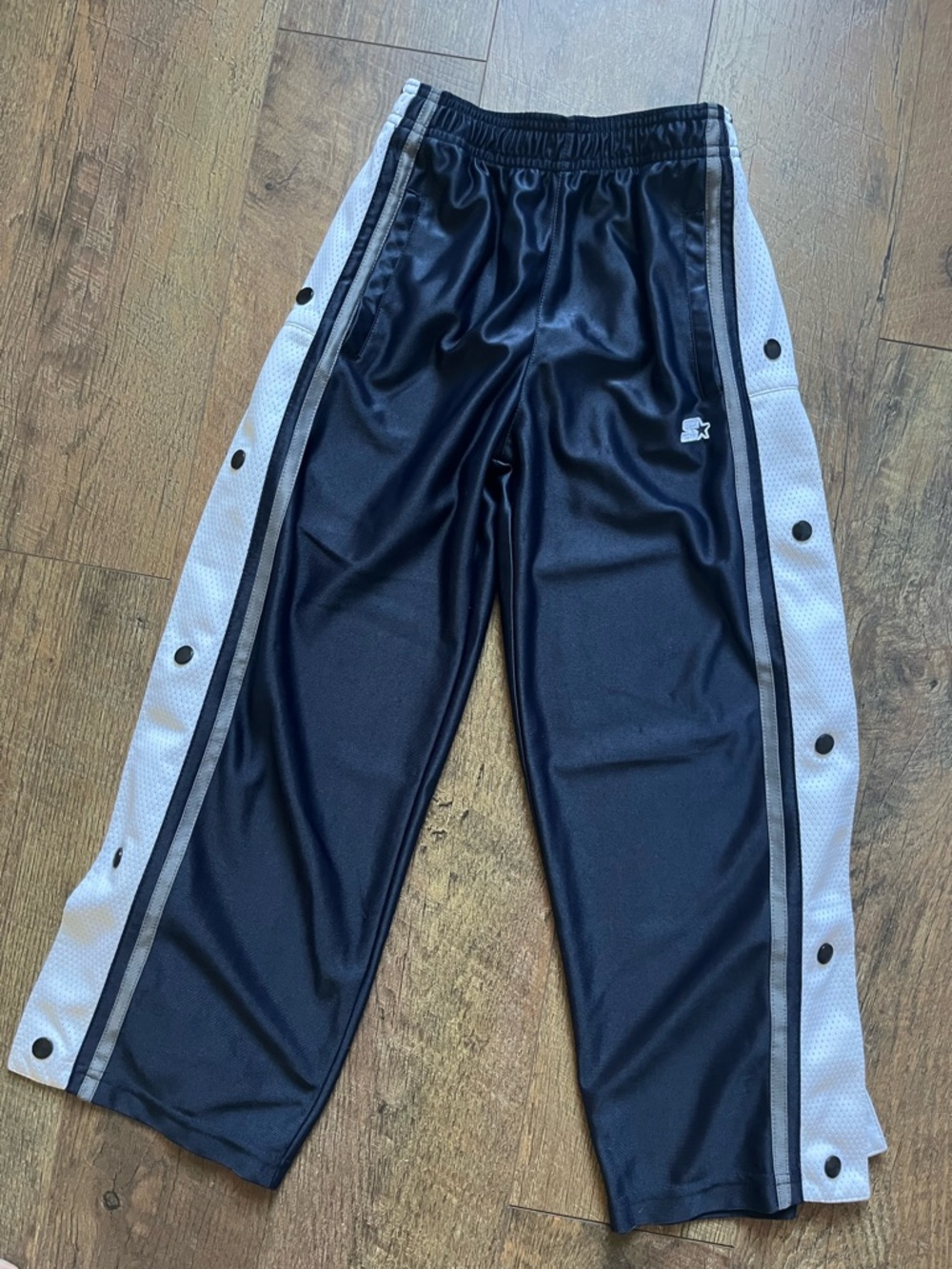 Starter navy & White Snap-Strip breakaway tear away Athletic Pants for Kids-flaw